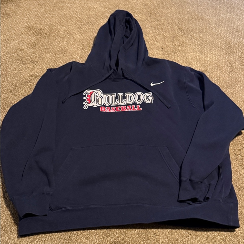 Navy Blue Bulldog Baseball Hoodie